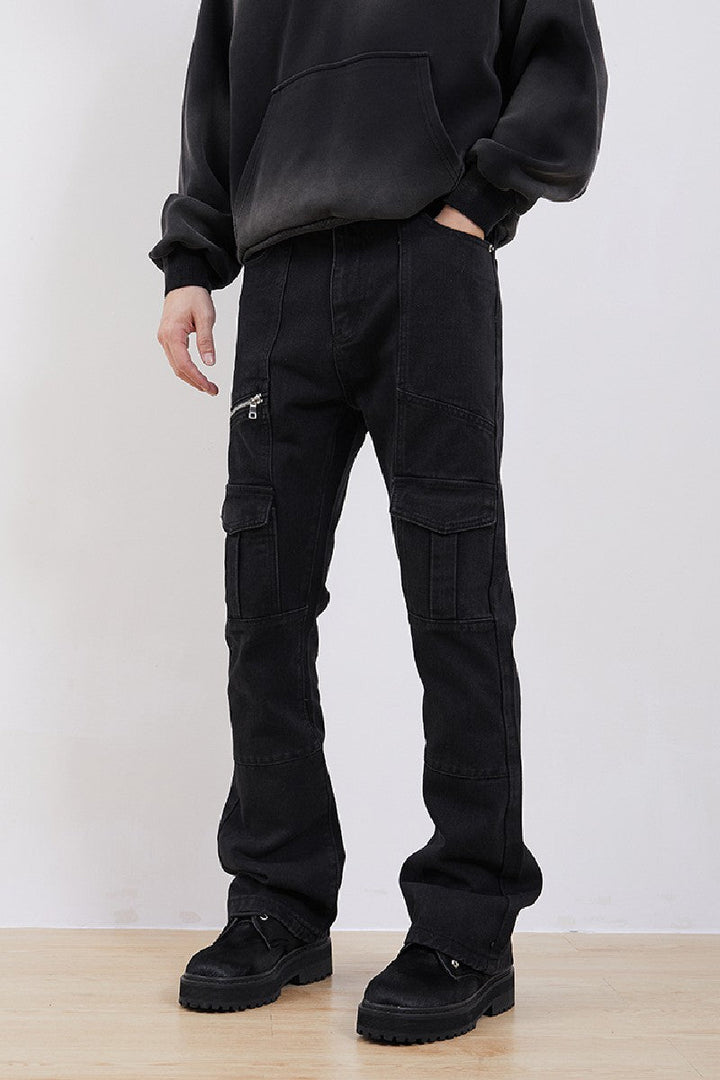 Straight Flared Cargo Trousers