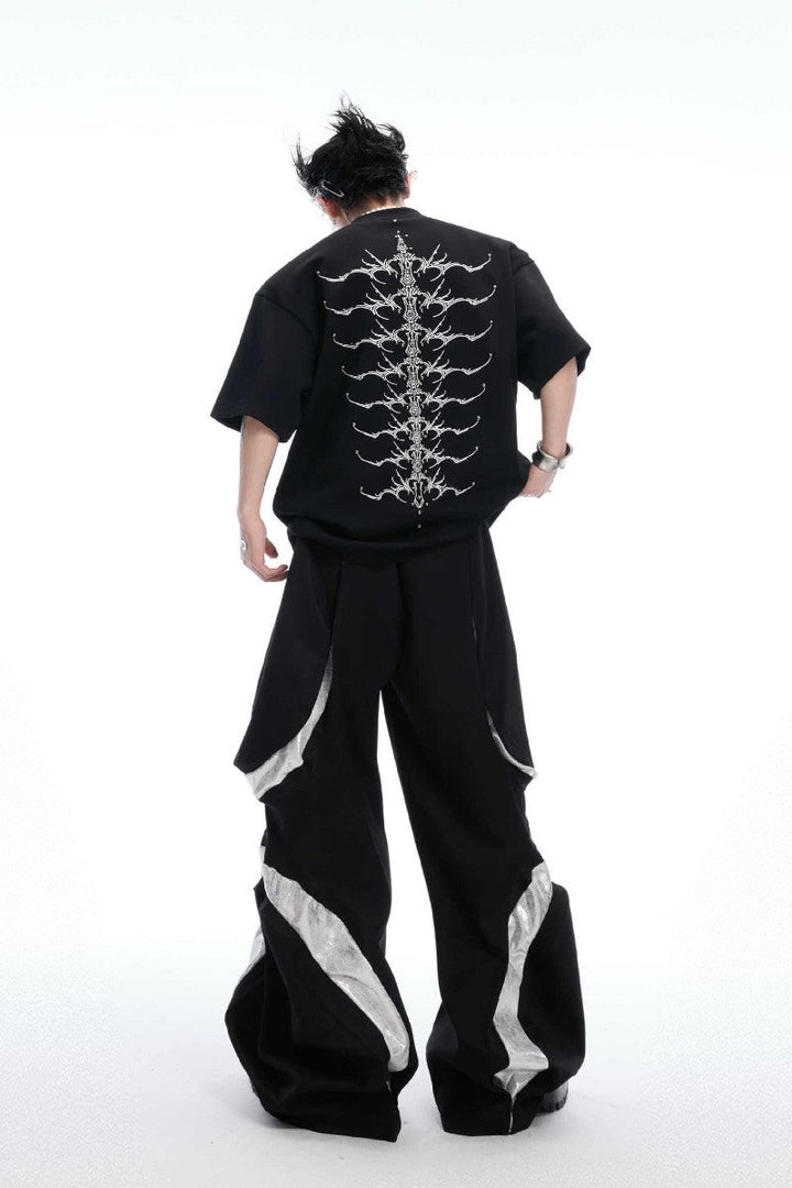 Studded Embroidered Spine Cotton Tee