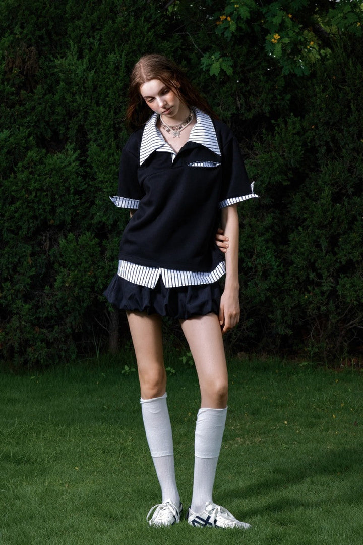 Layered Stripe Polo Tee