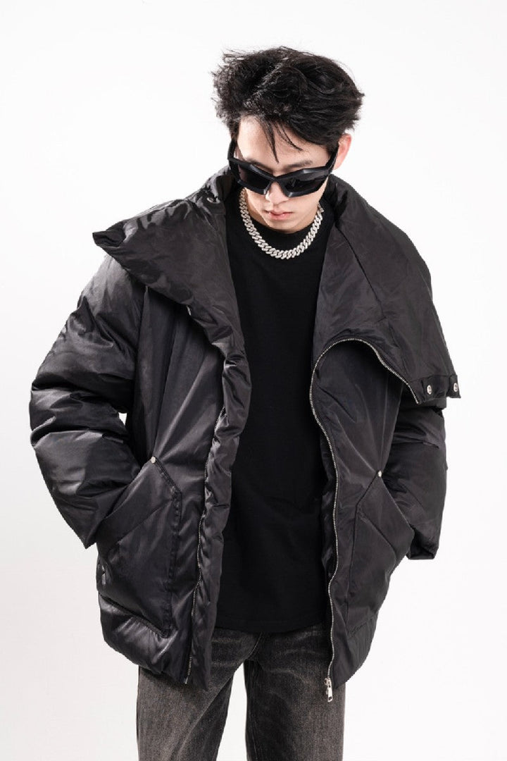 Irregular Zip Puffer Jacket