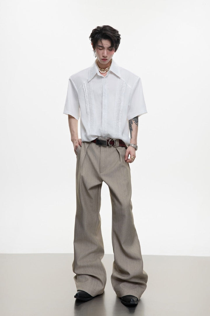 Embroidered Padded Shoulder Shirt