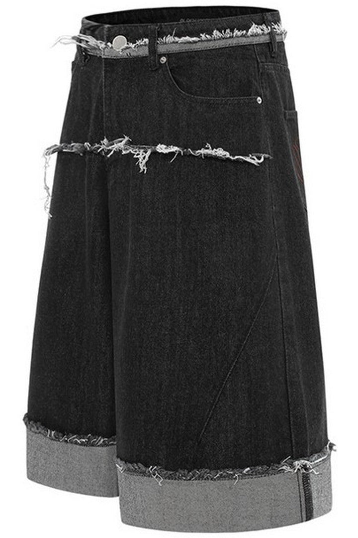 Cuffed Hem Denim Shorts