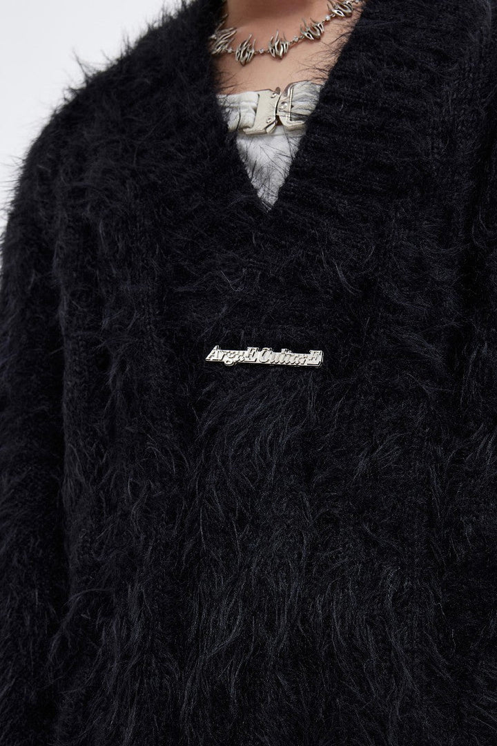 Fake Fur V Neck Sweater