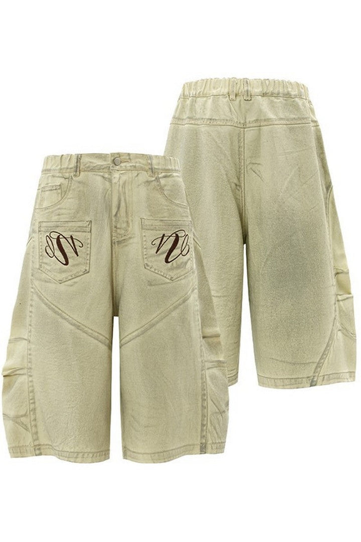 Inside-Out Dirty Denim Shorts