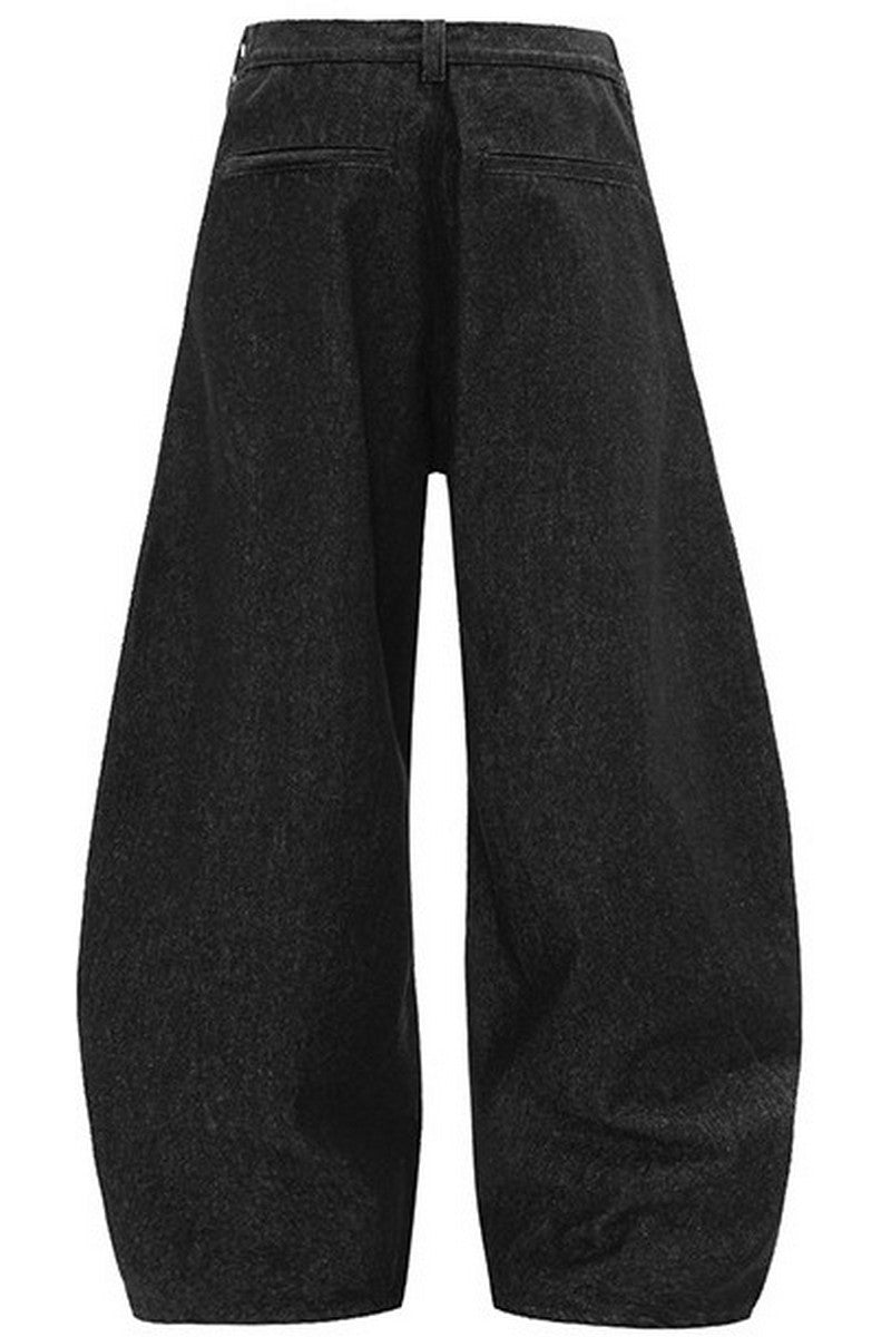 White Blade Cut Baggy Jeans