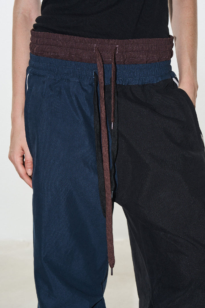 Dual-Waist Colorblock Layered Track Pants