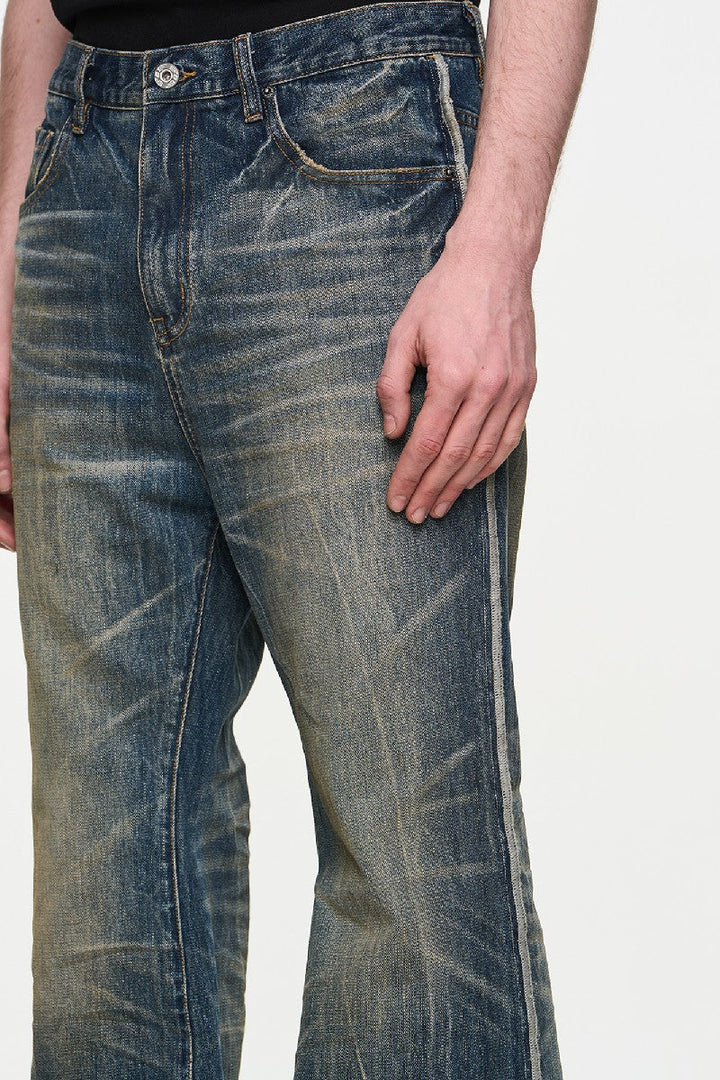 Blue Washed Heavy Whiskered Jeans