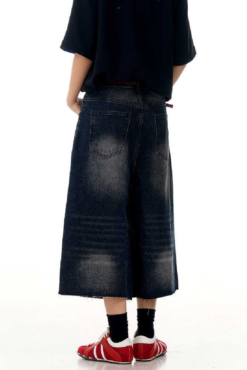 Washed Blue Cropped Jeans