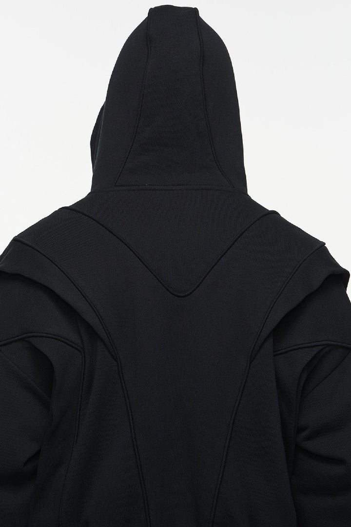 Layered Zip Line Spring Hoodie Jacket