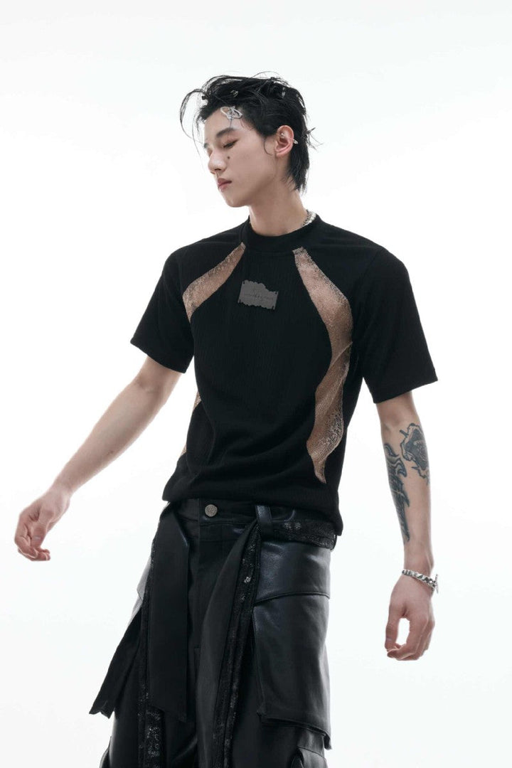 Colorblock Textured Fitted Tee
