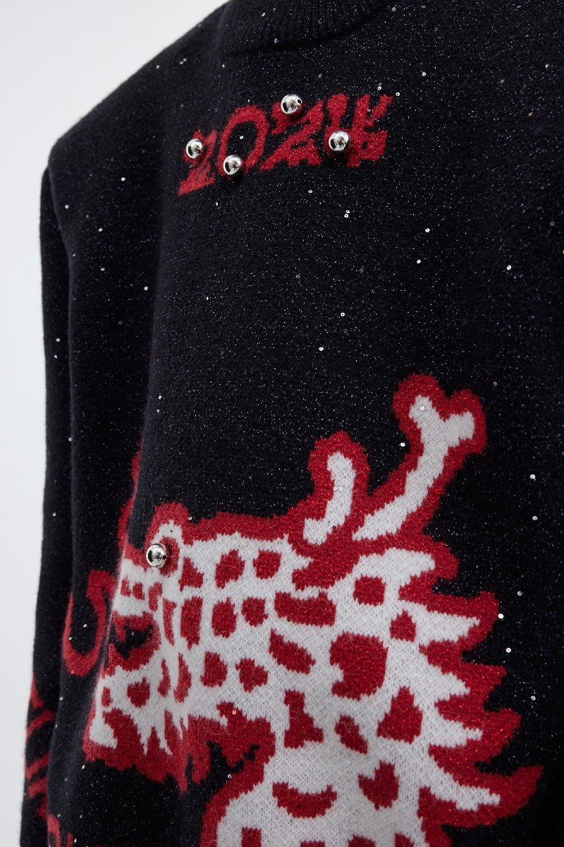 Logo Knit Glitter Sweater