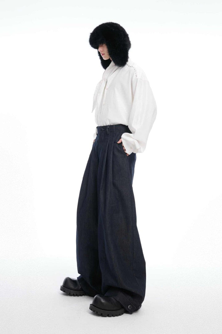 Raw Denim Wide-Leg Jeans