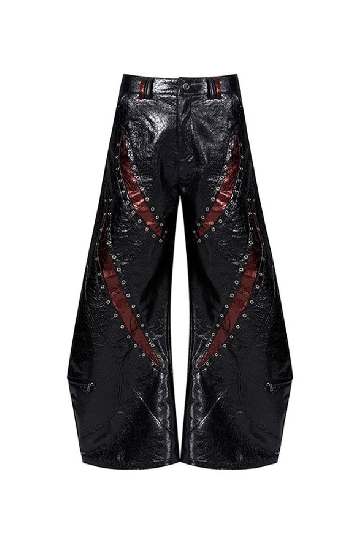 Cracked Texture Punk Flared Pants