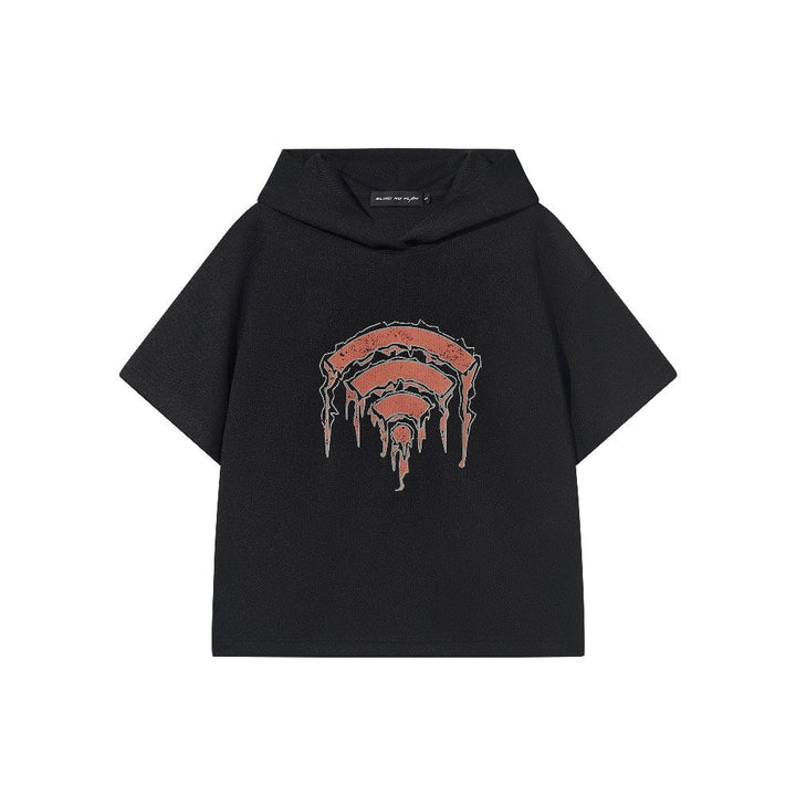 WIFI Print Texture Hoodie Tee