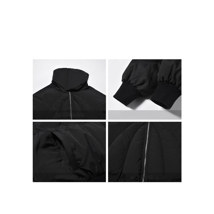 Pleated High Collar Puffer Jacket