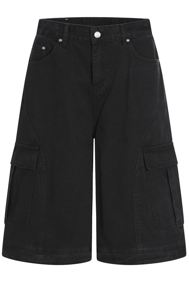 Multi Pocket Cropped Work Shorts