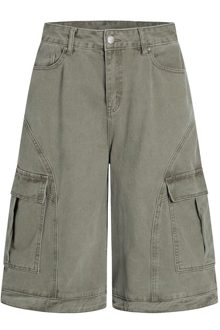 Multi Pocket Cropped Work Shorts