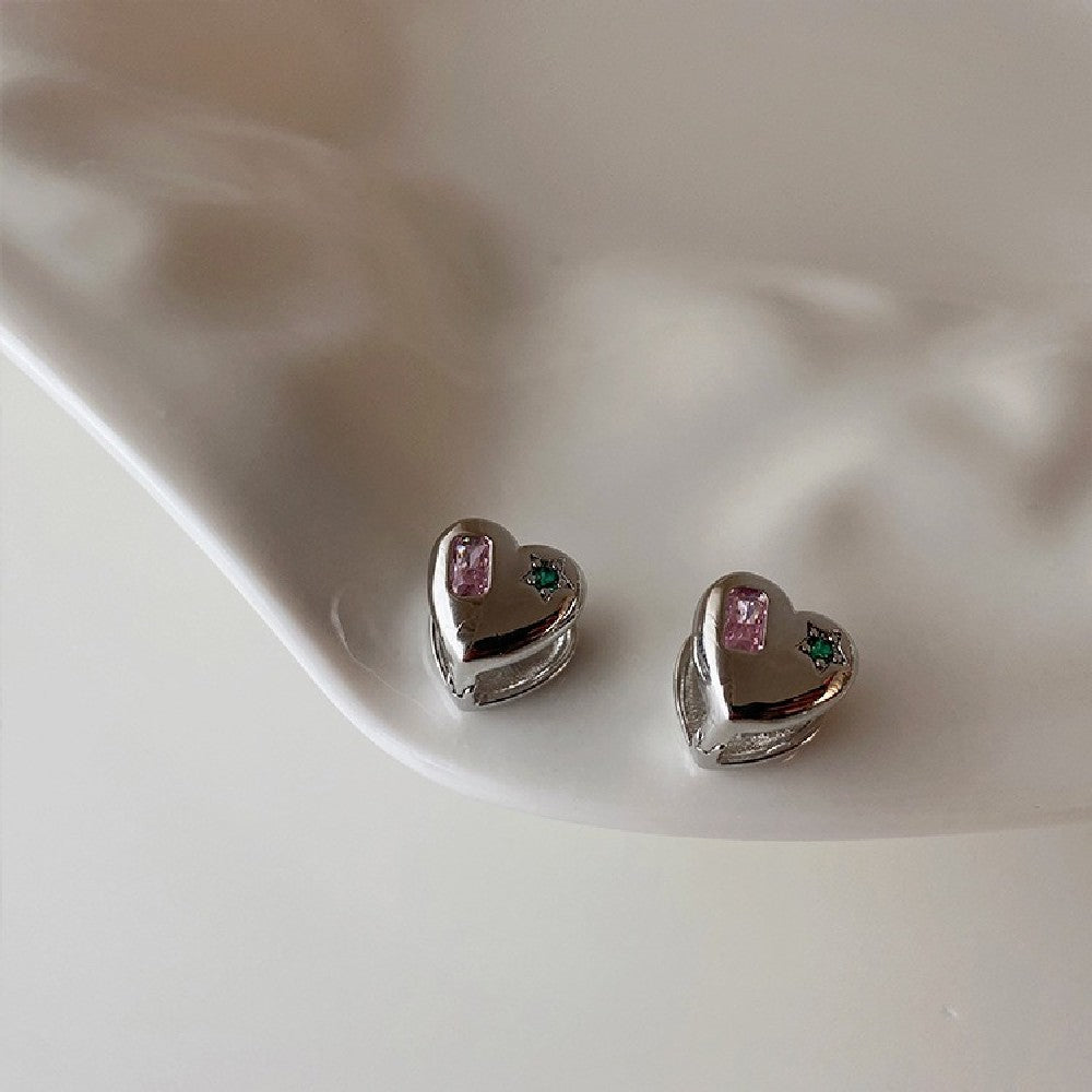 Sterling Silver Gemstone Heart Earrings