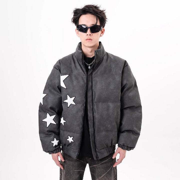 PU Leather Sherpa Stars Jacket