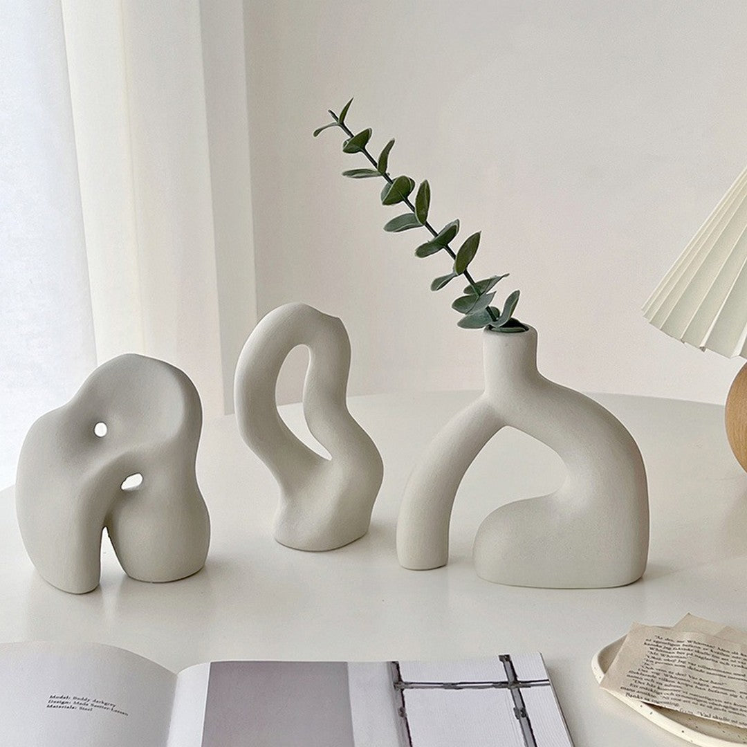 Abstract Twist Stone Ceramic Vase