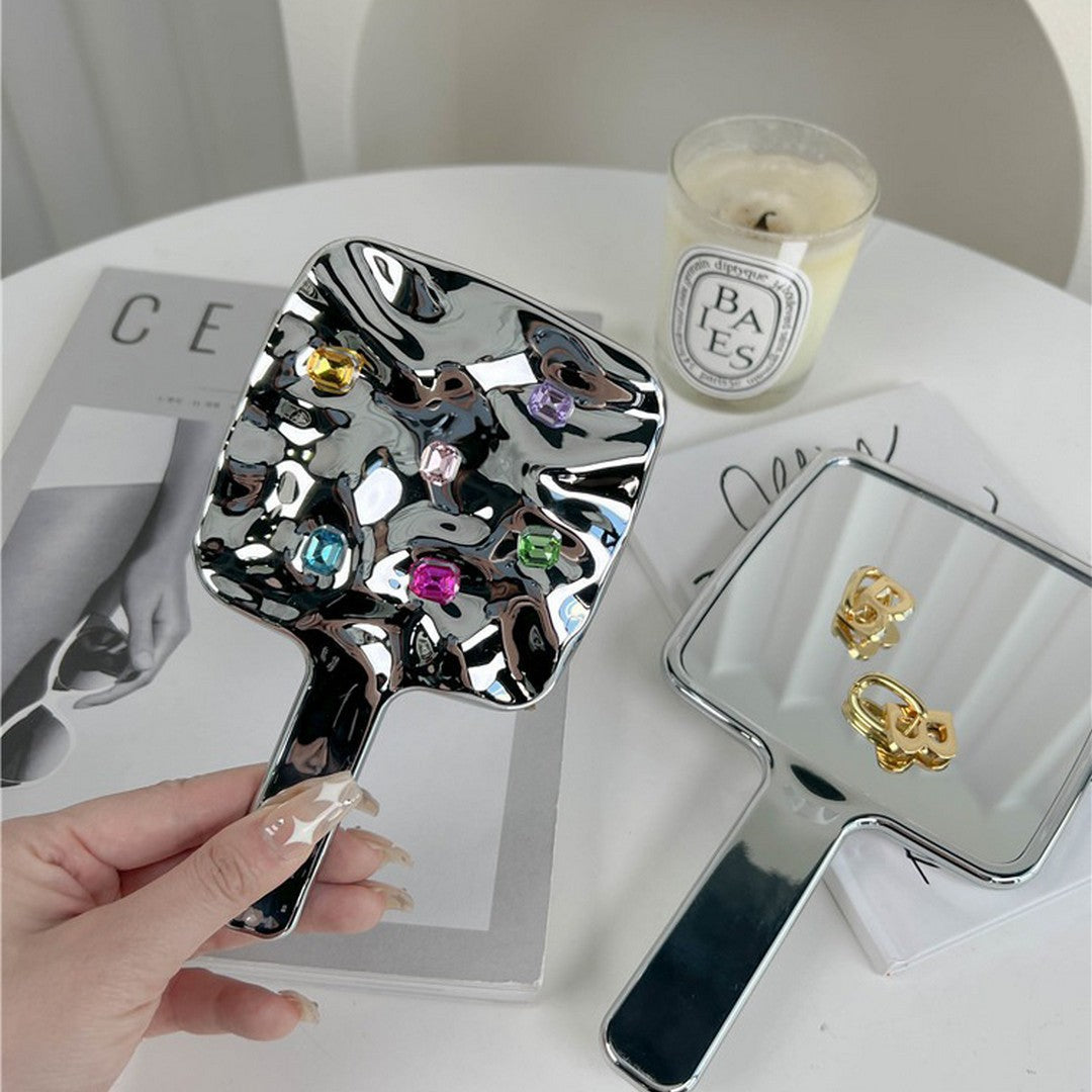 Gemstone Chromed Hand Mirror