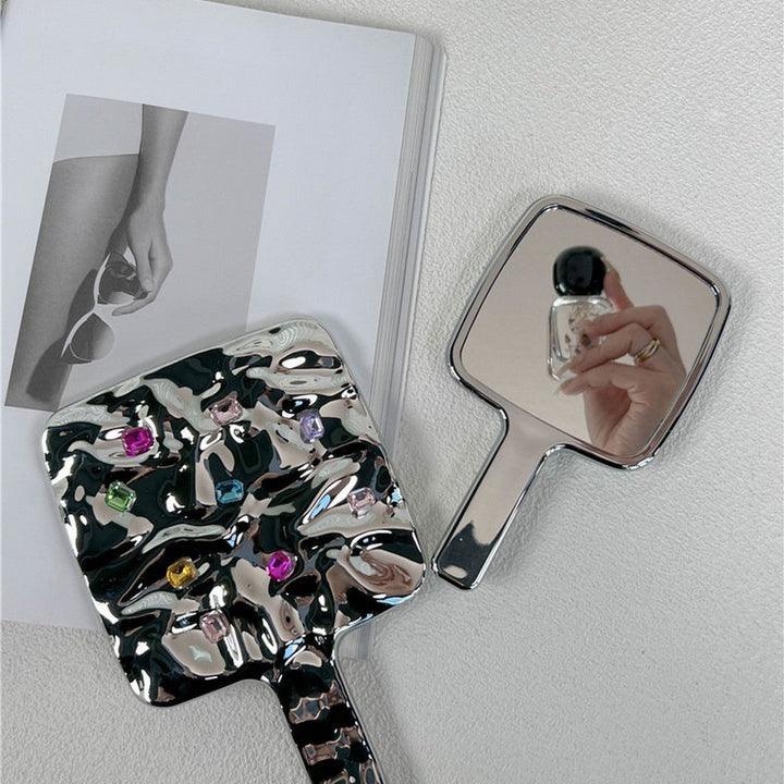 Gemstone Chromed Hand Mirror