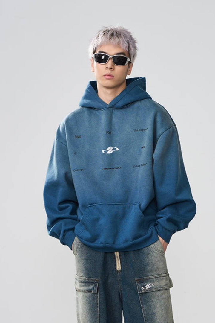 Washed Dynamic Logo Loose Hoodie