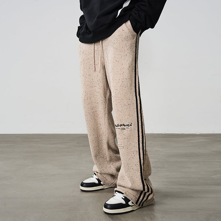 Striped Embroidered Knitted Trousers