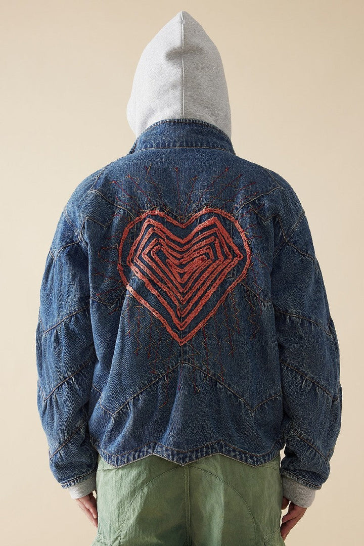 Embroidered Heart Denim Jacket