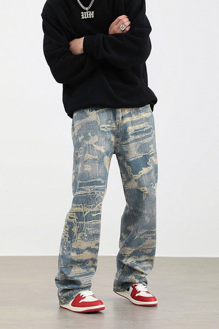 Distressed Patches Loose Jeans - EU Only