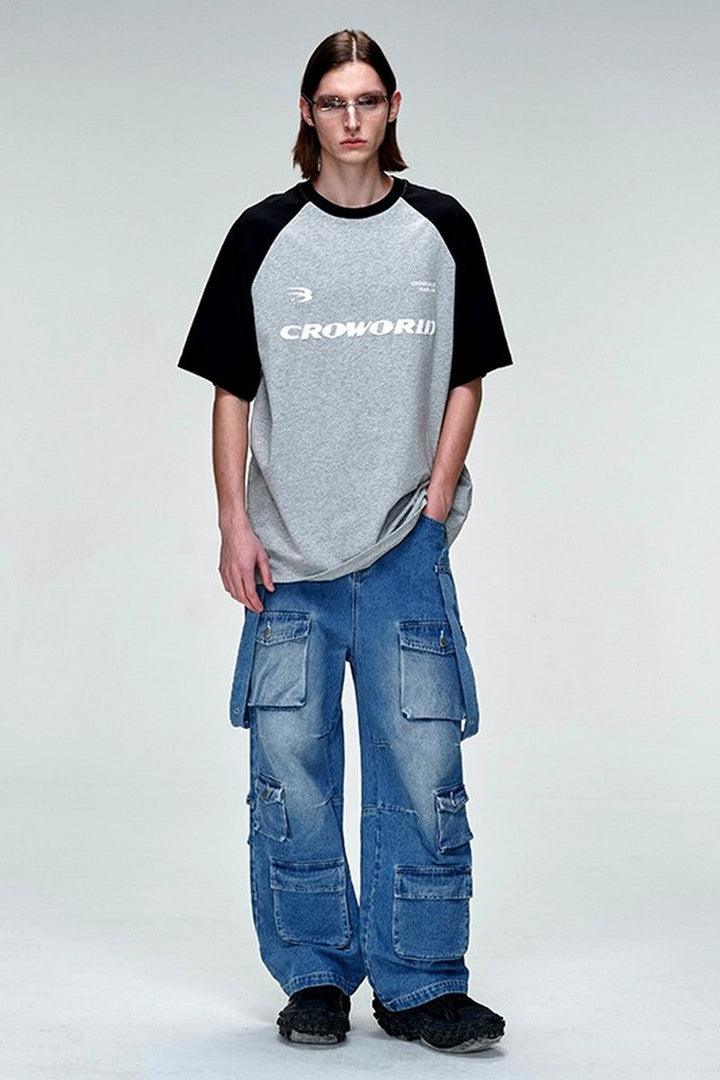 Oversized Multi-Pocket Straight Jeans