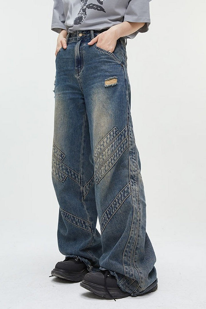 Distressed Straight Loose Jeans