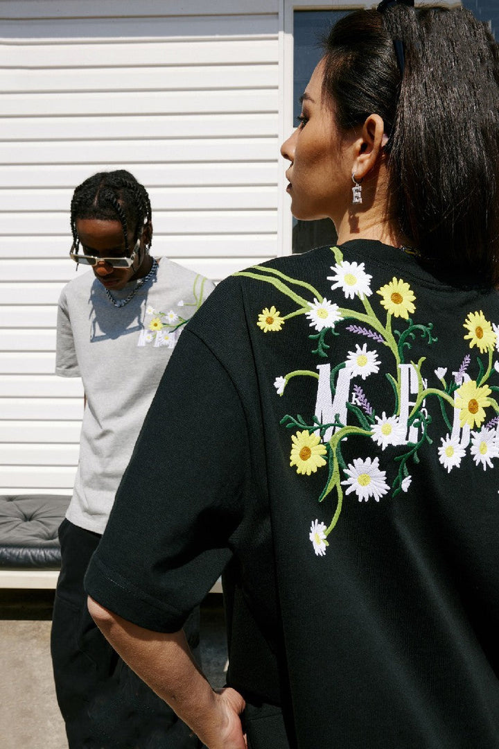 Embroidered Flowers Logo Tee