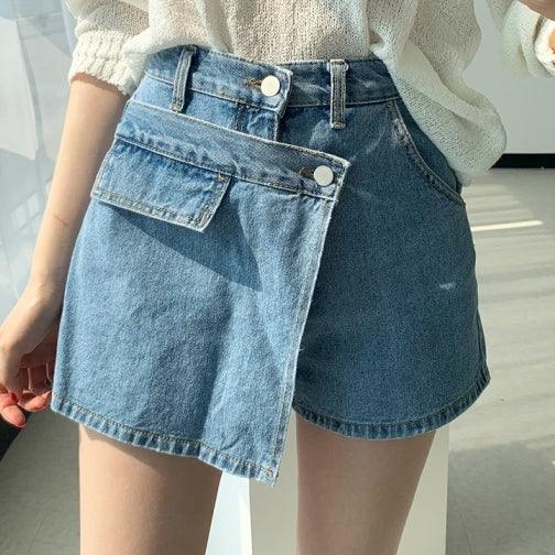 High Waist Irregular Shorts