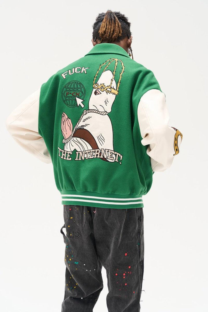 Penitent Embroidered Varsity Jacket