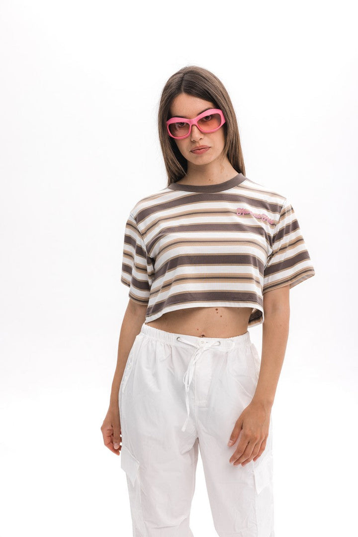 Striped Logo Crop Top