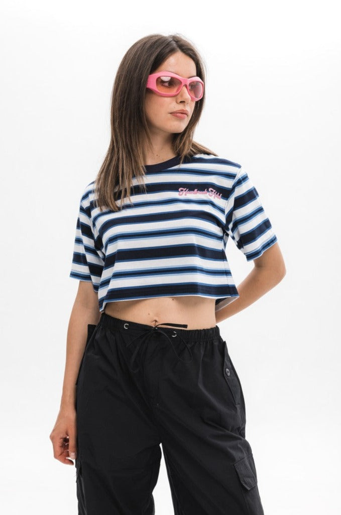 Striped Logo Crop Top