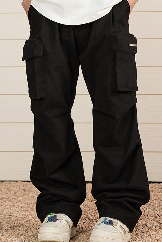 Multi-Pocket Pleated Paratrooper Pants