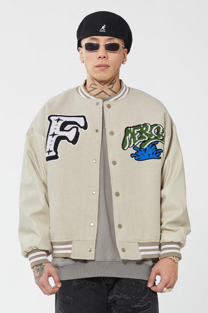 Mercy Embroidered Woolen Varsity Jacket