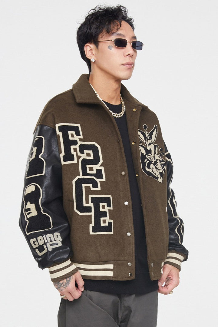 F2CE Dog Woolen Varsity Jacket