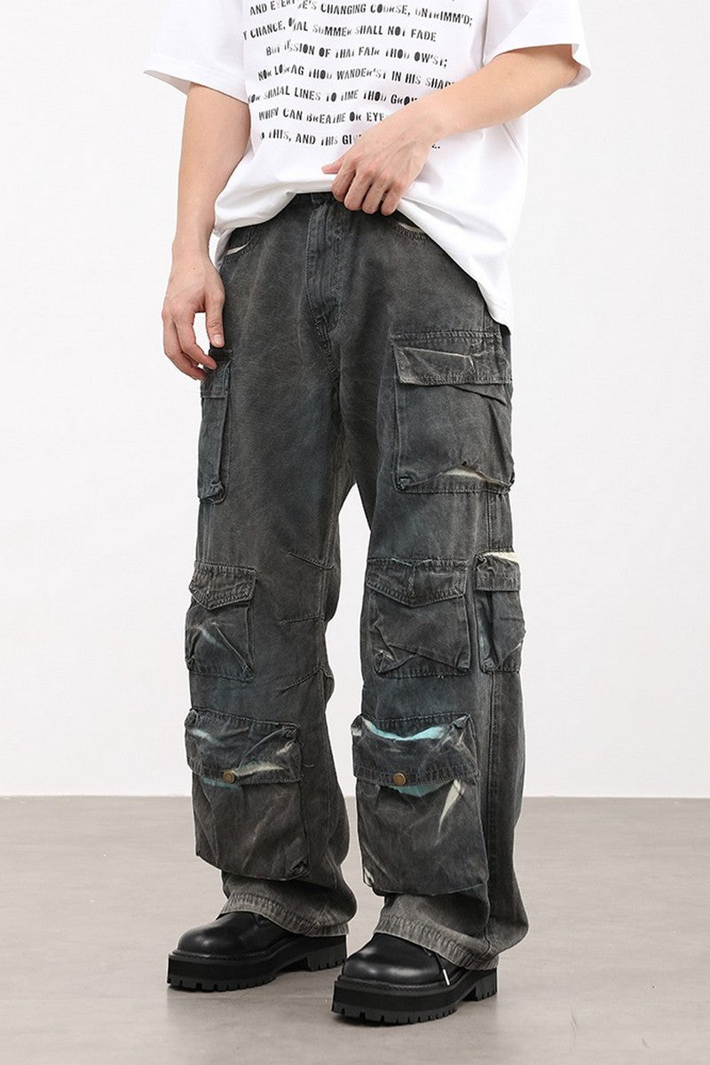 Washed Multi Pocket Loose Jeans