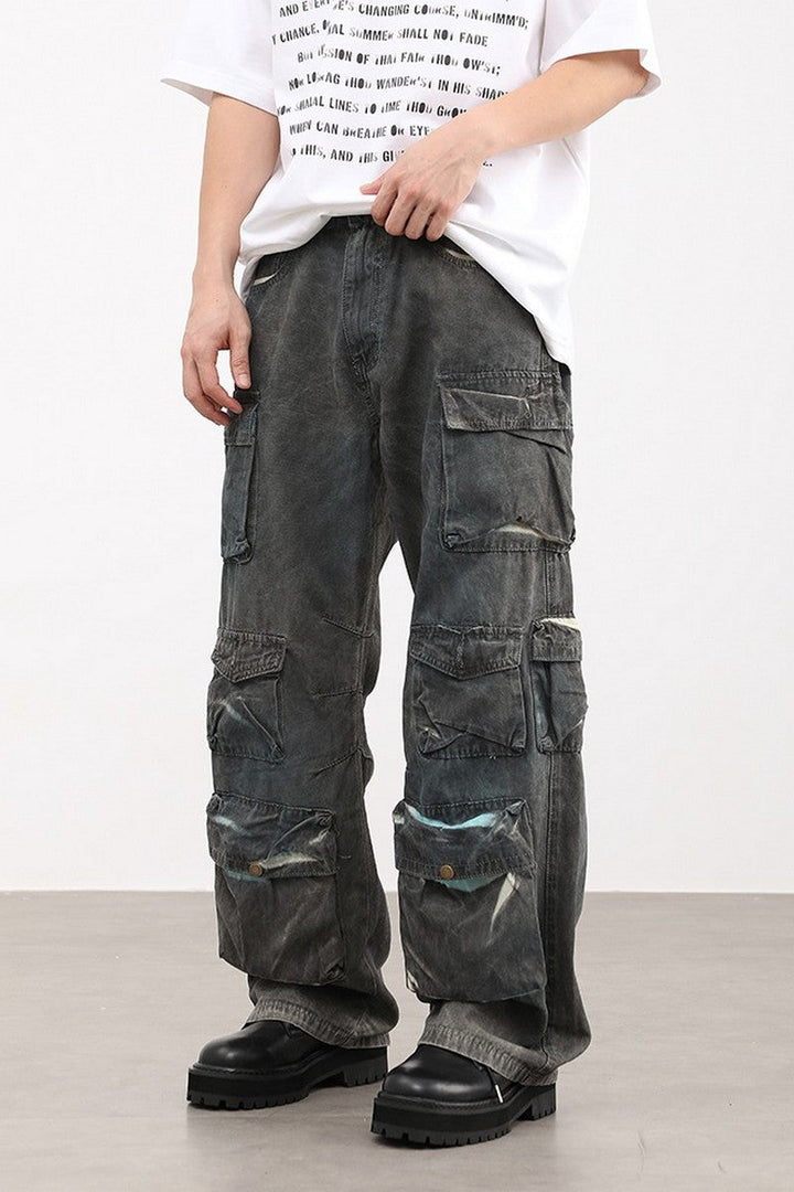 Washed Multi Pocket Loose Jeans