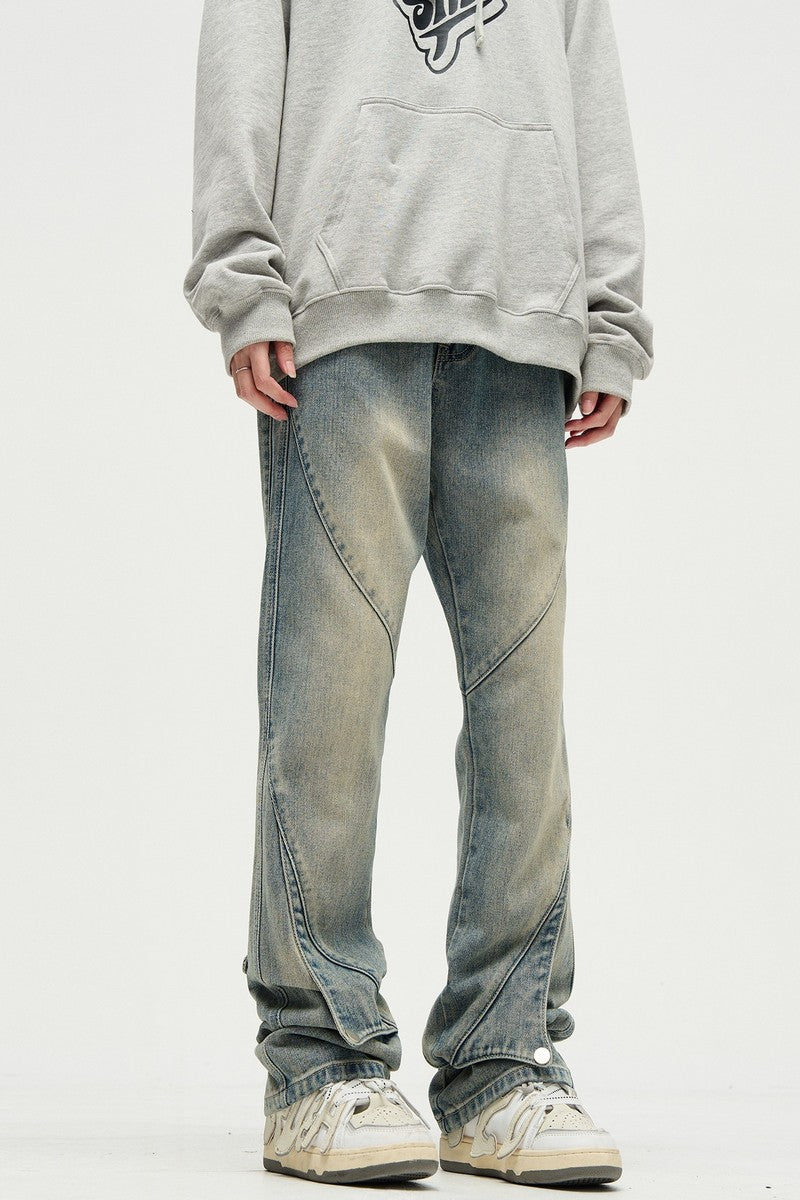 Flared Layered Washed Jeans