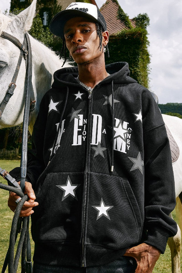 Stars Embroidered Logo Hoodie