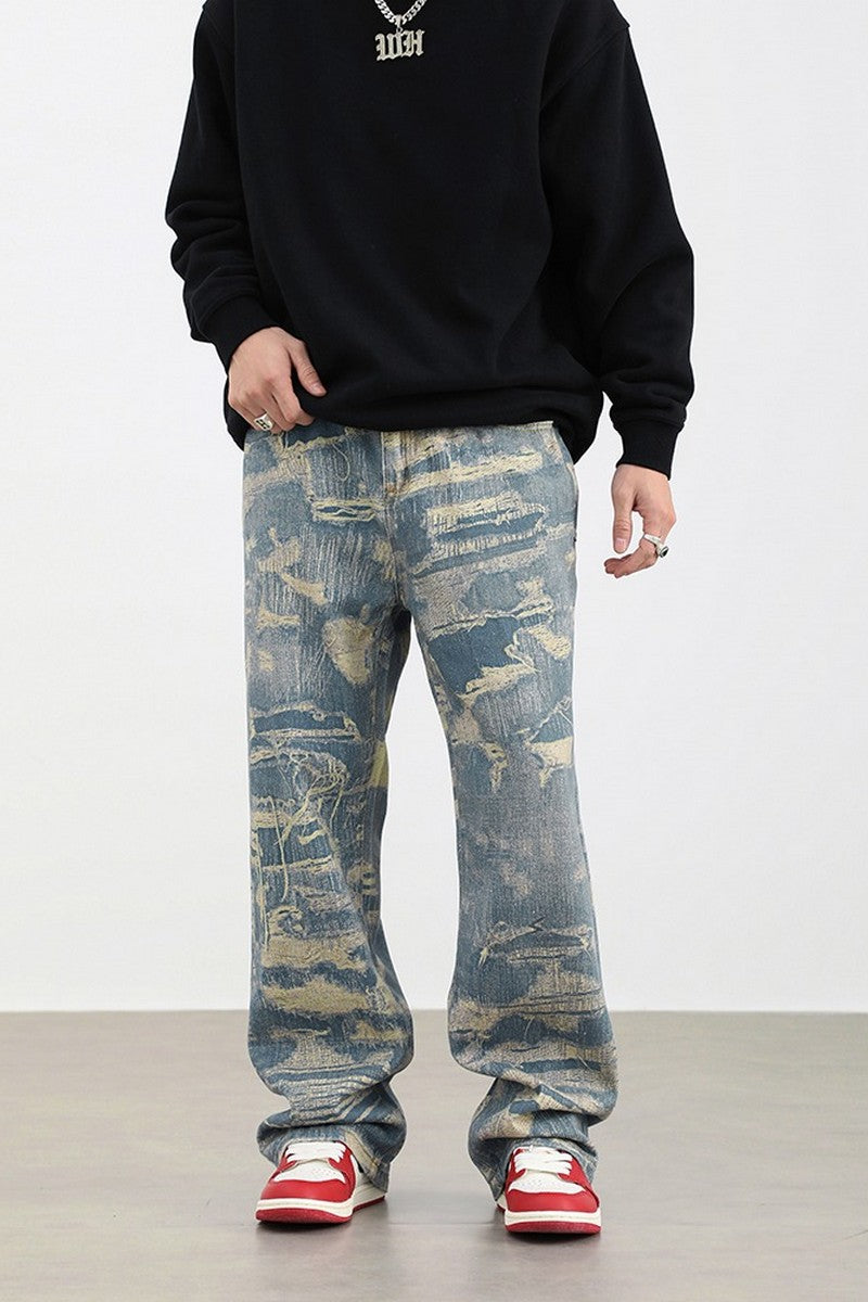 Distressed Patches Loose Jeans - EU Only