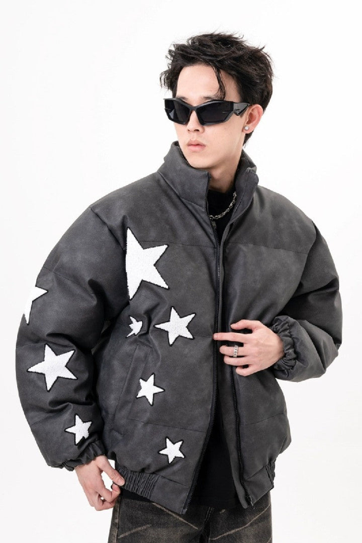 PU Leather Sherpa Stars Jacket