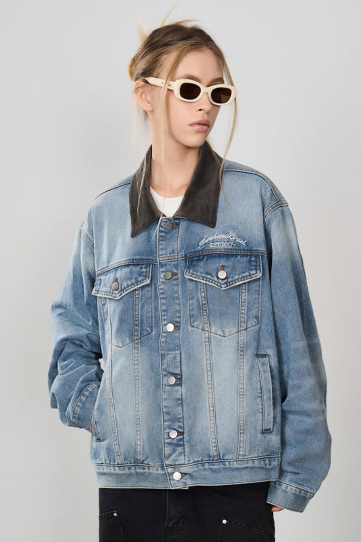 Embossed Logo Denim Jacket