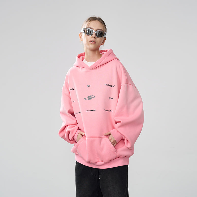 Washed Dynamic Logo Loose Hoodie