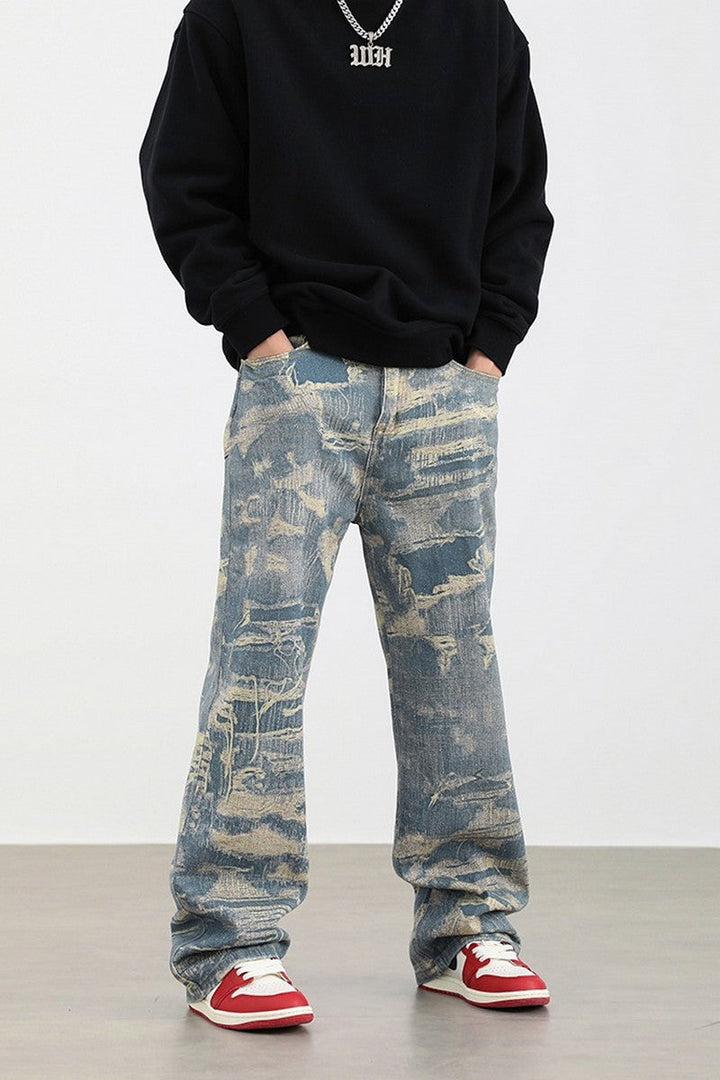 Distressed Patches Loose Jeans - EU Only