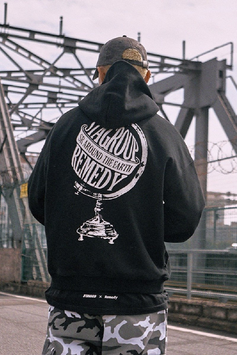 Globe Logo Print Hoodie